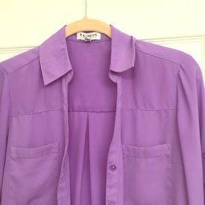Purple longsleeve button-down blouse